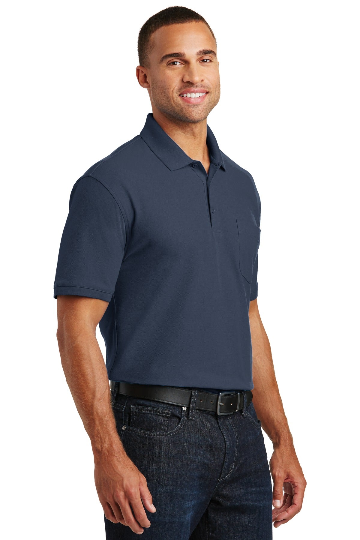 River Blue Nvy Port Authority Core Classic Pique Pocket Polo. K100P