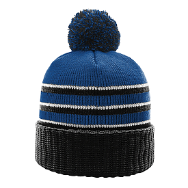 ROYAL/BLACK/WHITE Richardson Stripe Pom Baenie