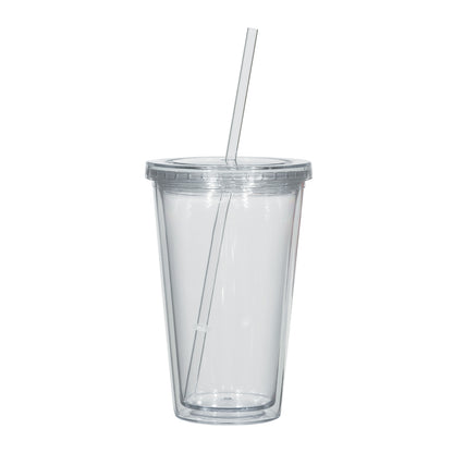 TRANSLUCENT CLEAR 16 oz. Double Wall Tumbler plain grouped