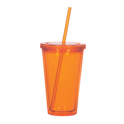 TRANSLUCENT ORANGE 16 oz. Double Wall Tumbler plain grouped