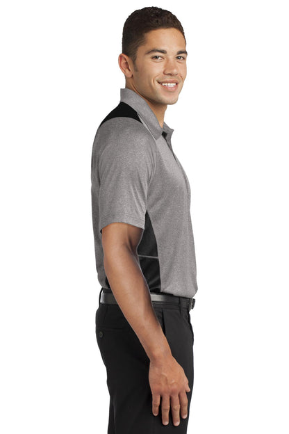 Vnt He/Black Sport-Tek Heather Colorblock Contender Polo. ST665
