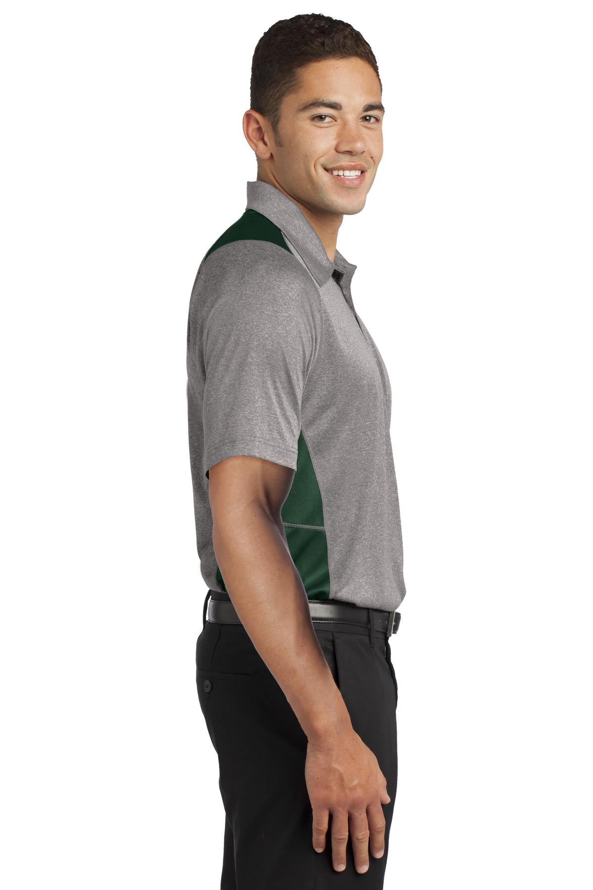 Vnt He/For Grn Sport-Tek Heather Colorblock Contender Polo. ST665