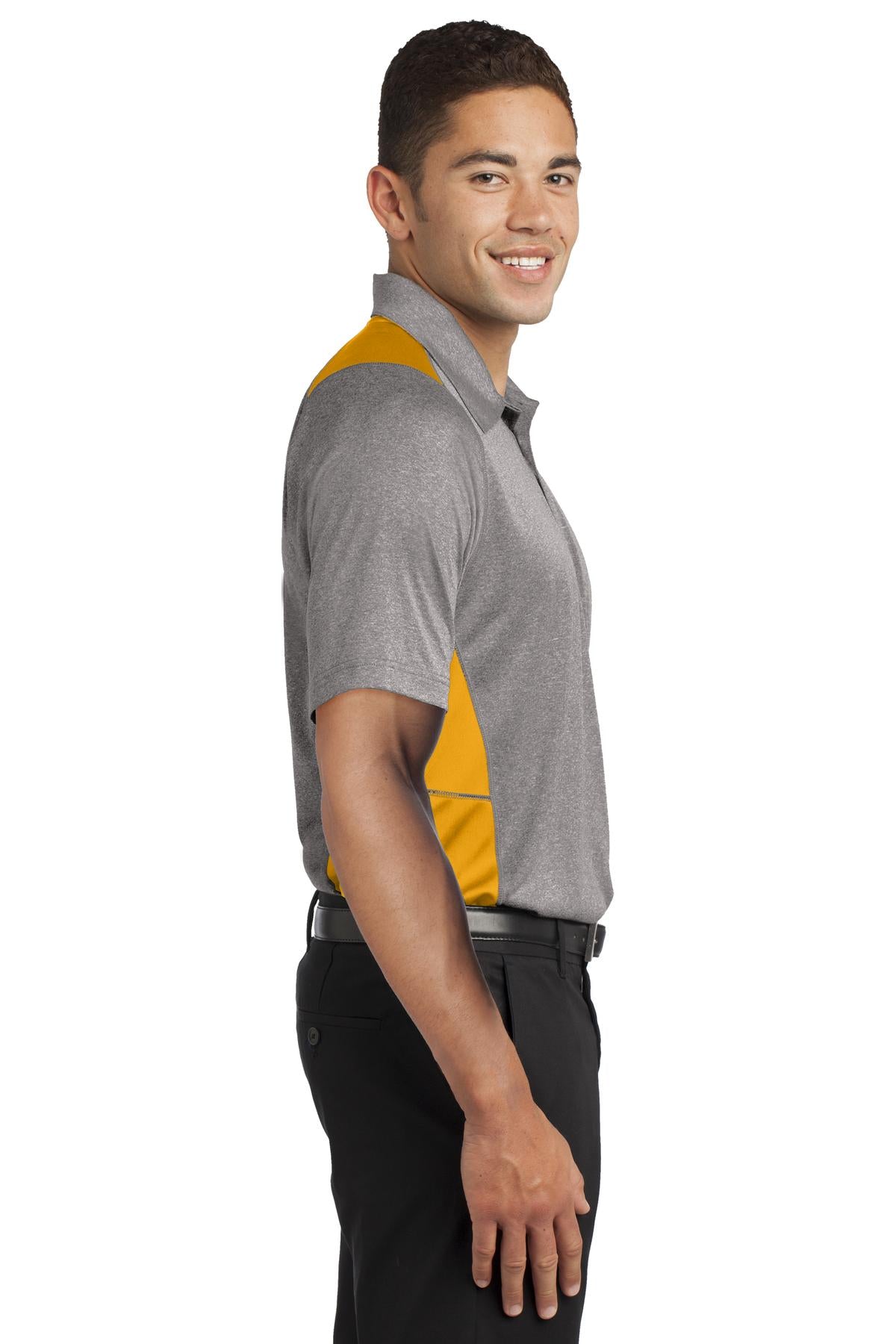 Vnt He/Gold Sport-Tek Heather Colorblock Contender Polo. ST665