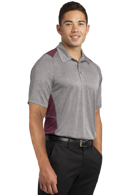 Vnt He/Maroon Sport-Tek Heather Colorblock Contender Polo. ST665