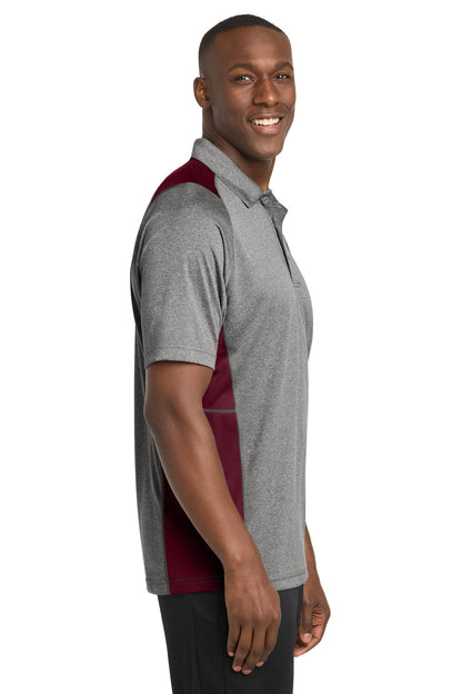 Vnt He/Maroon Sport-Tek Heather Colorblock Contender Polo. ST665