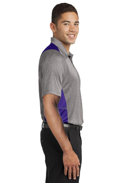 Vnt He/Purple Sport-Tek Heather Colorblock Contender Polo. ST665