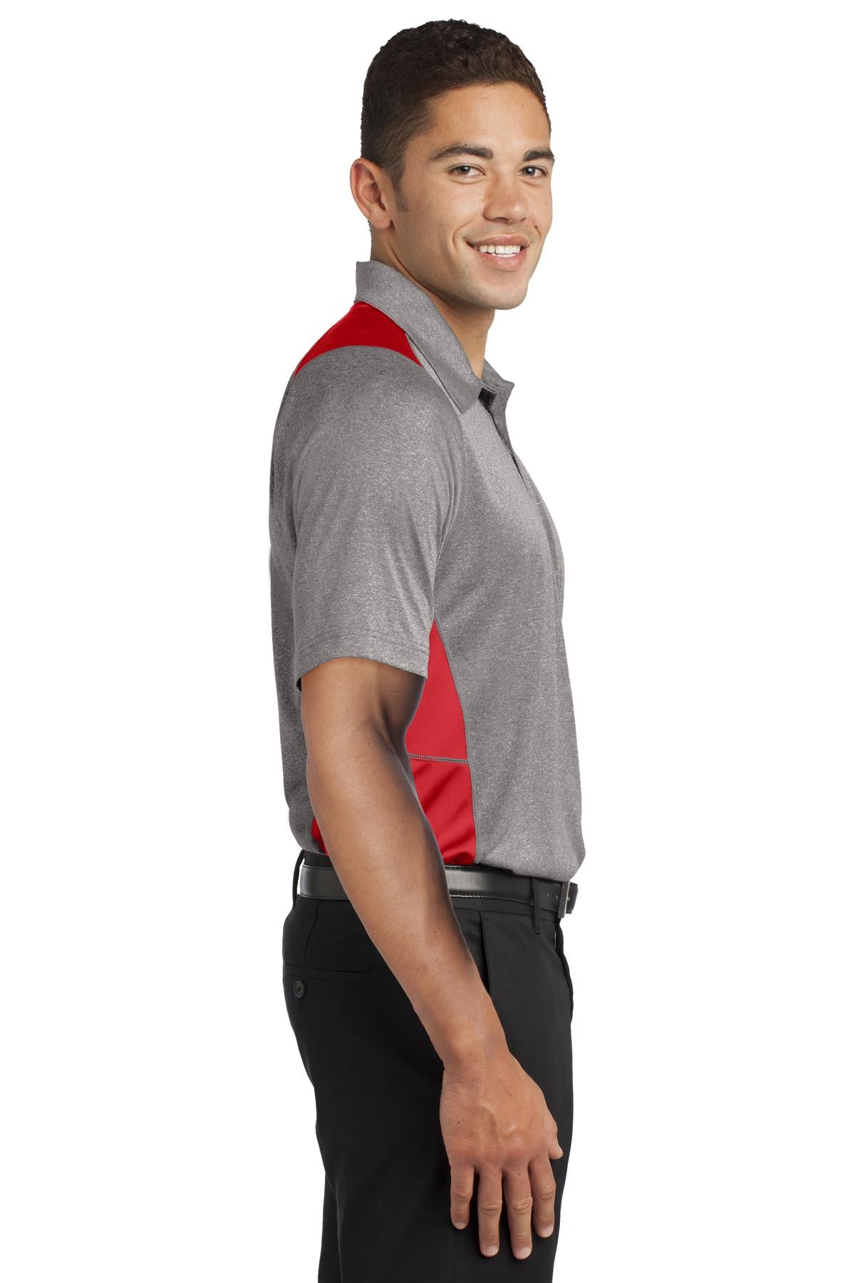 Vnt He/Tr Red Sport-Tek Heather Colorblock Contender Polo. ST665