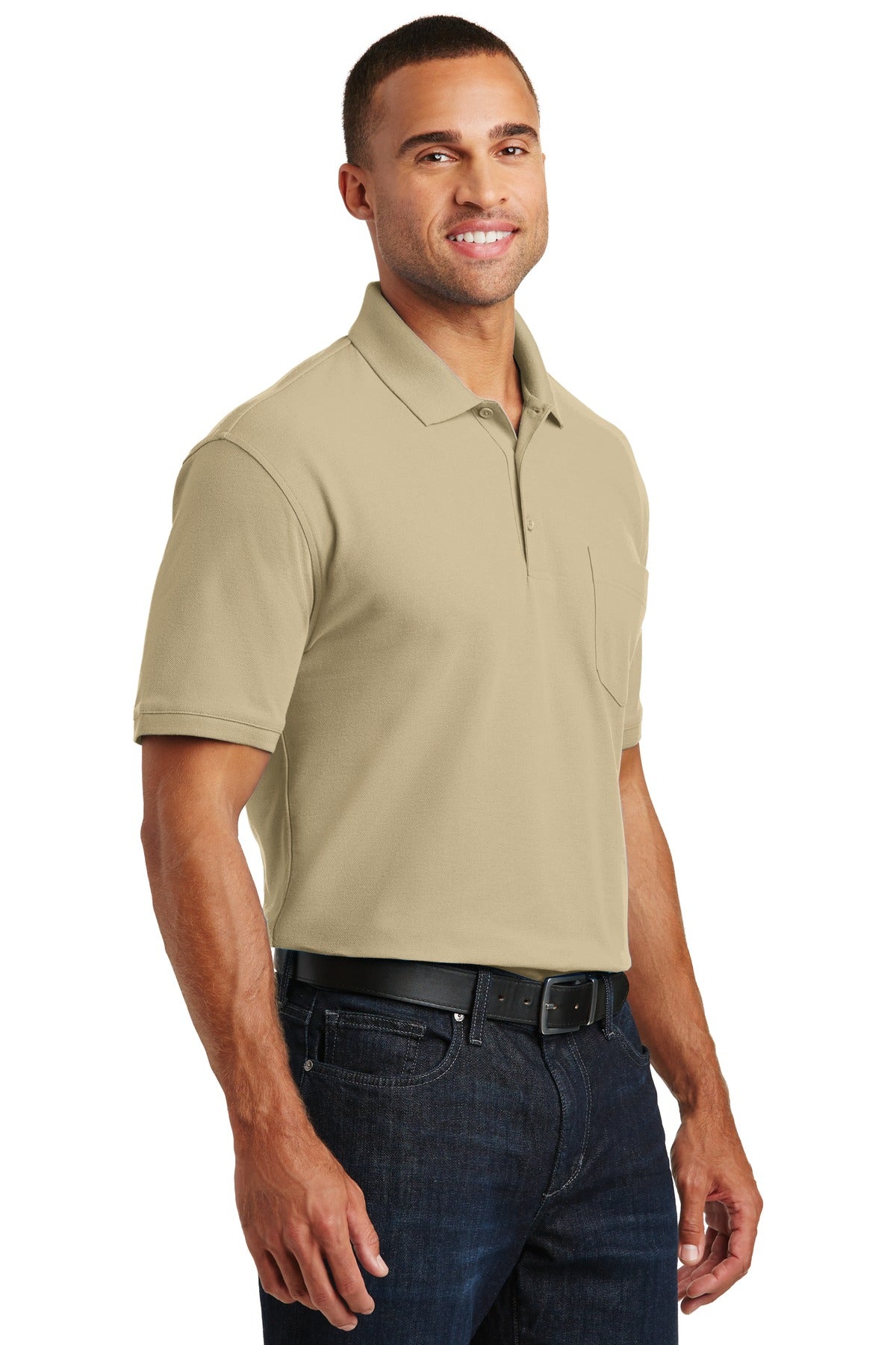 Wheat Port Authority Core Classic Pique Pocket Polo. K100P