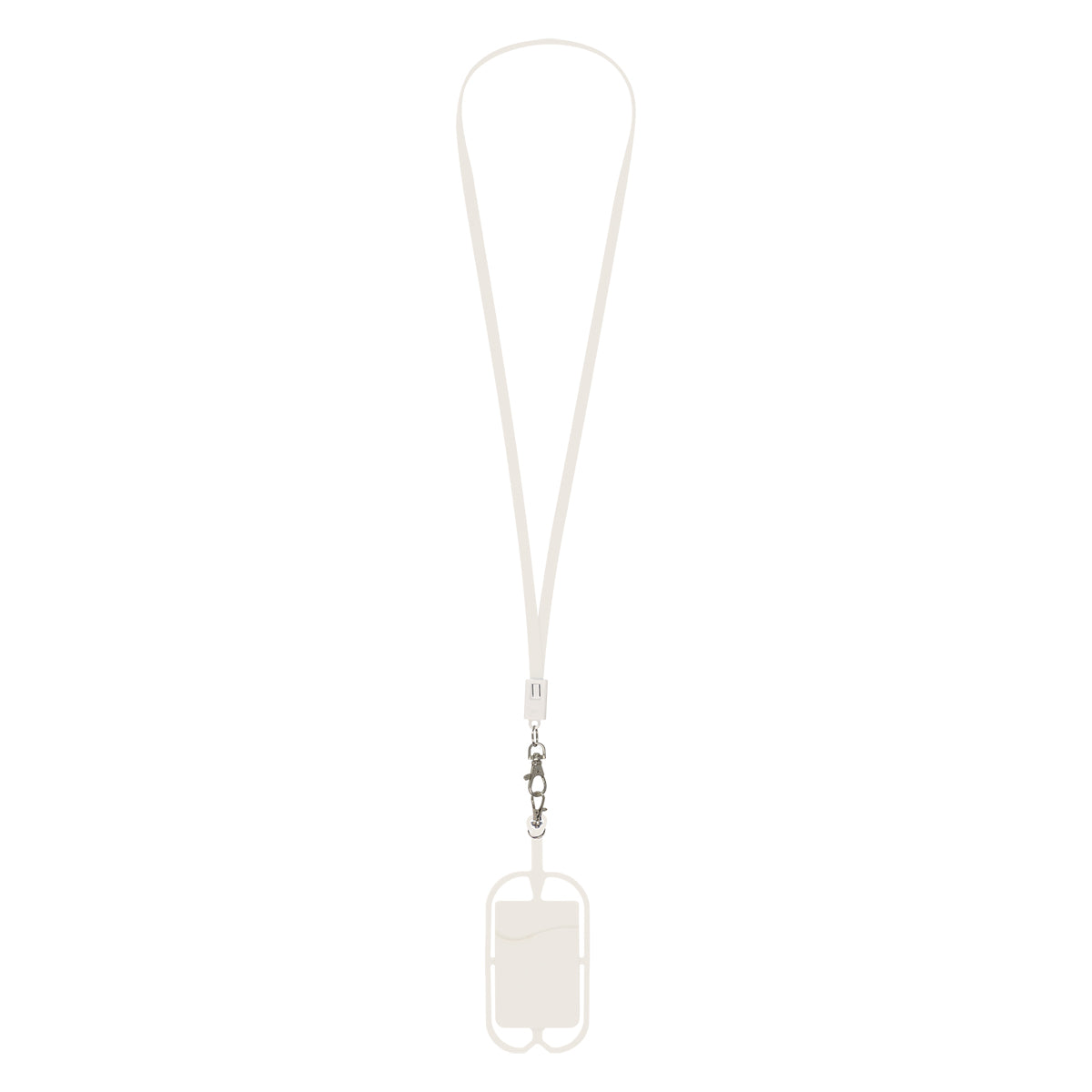 WHITE 2-In-1 Charging Cable Lanyard With Phone Holder & Wallet plain grouped