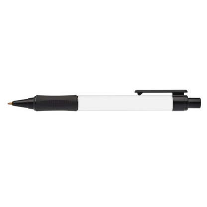 White (Barrel) Grip Write Pen plain
