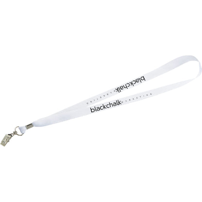 White Lanyard with Bulldog Clip