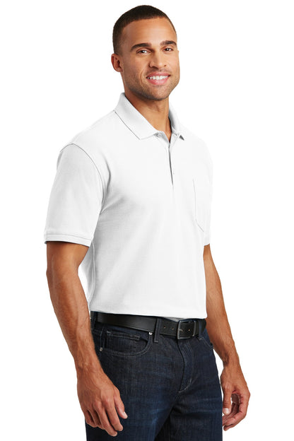 White Port Authority Core Classic Pique Pocket Polo. K100P