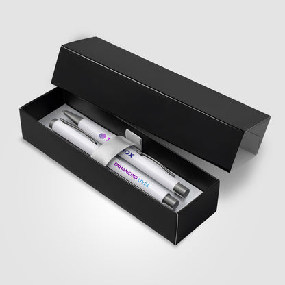 White (Product 1 Color) Bowie Softy Ballpoint & Rollerball Gift Set