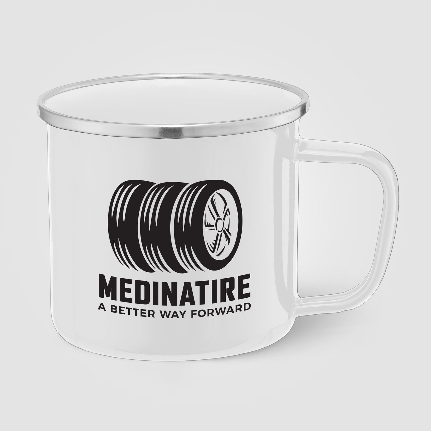 White (Product) Wyoming - 13 oz. Enamel-Coated Campfire Mug with Stainless Rim